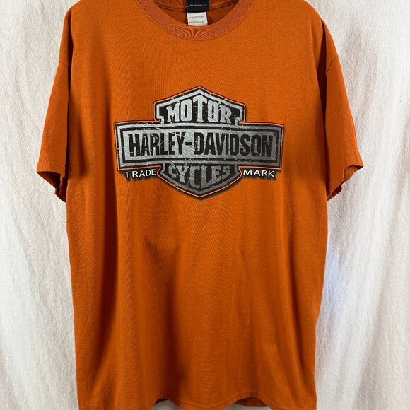 Harley-Davidson Steel Crest and Shield Twin Cities Minnesota Orange T-Shirt XL - Picture 1 of 5